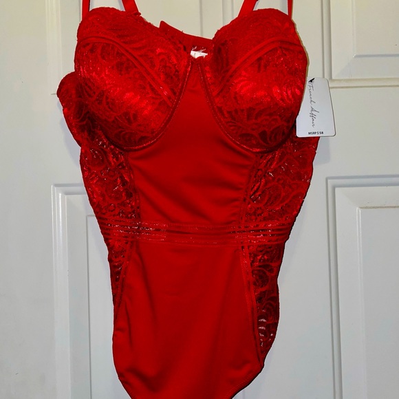 French Affair Intimates & Sleepwear Red Lace Padded Bodysuit Poshmark